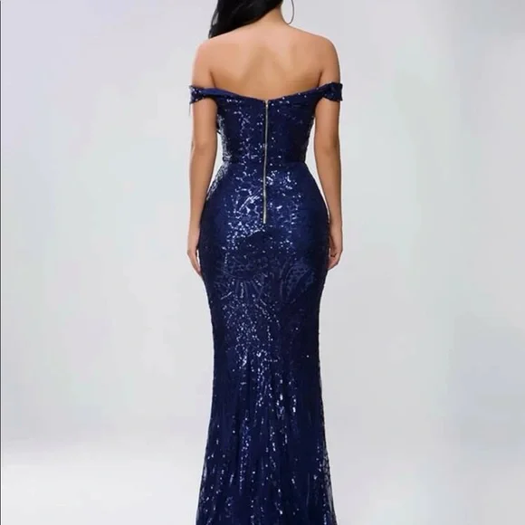 Luxurious sequins mermaid zip back formal party evening wedding prom dress - Picture 4 of 8